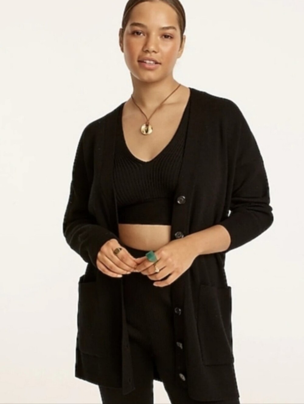 Jcrew Black Button-Up Long Cardigan